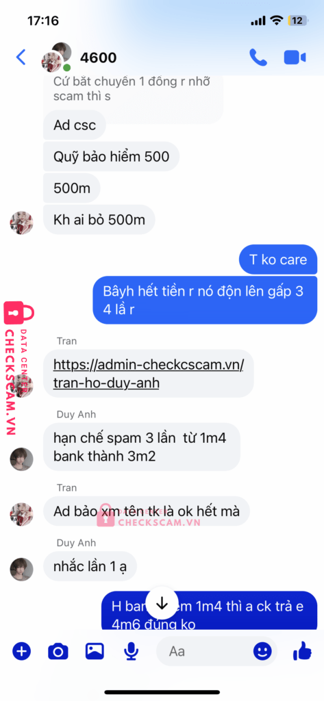 069383370 TRAN HO DUY ANH VIB bị cảnh báo lừa đảo scam