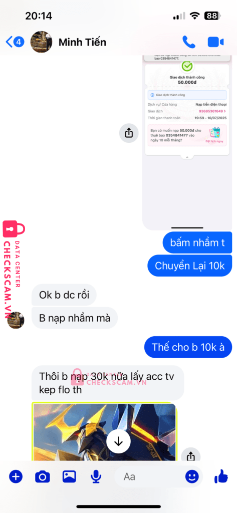 070354841477 NGUYEN MINH TIEN Sacombank bị cảnh báo lừa đảo scam