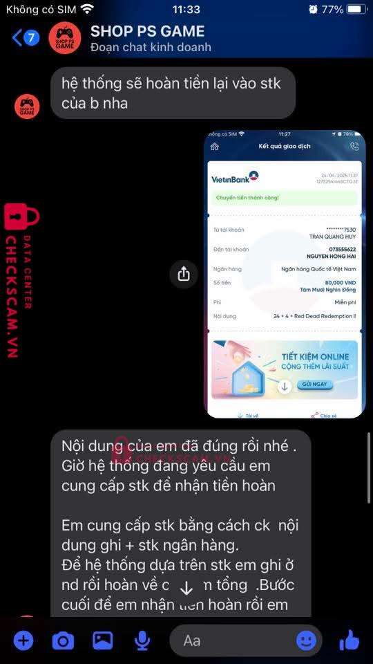 073555622 Nguyen Hong Hai VIB bị cảnh báo lừa đảo scam