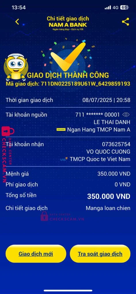 073625754 Vo Quoc Cuong VIB bị cảnh báo lừa đảo scam
