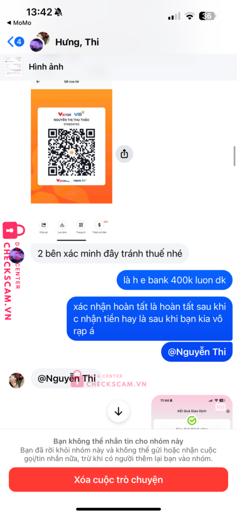 074824743 NGUYEN THI THU THAO VIB bị cảnh báo lừa đảo scam