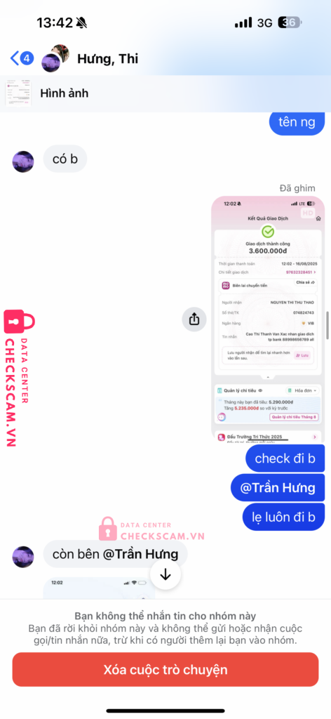074824743 NGUYEN THI THU THAO VIB bị cảnh báo lừa đảo scam