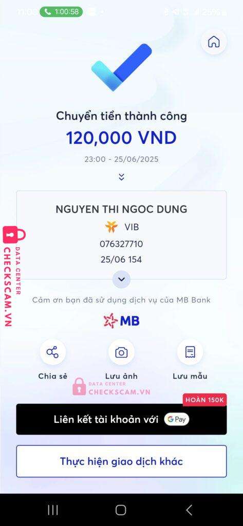 076327710 NGUYEN THI NGOC DUNG VIB bị cảnh báo lừa đảo scam