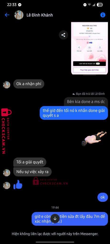 076461190 NGUYEN HUU THO VIB bị cảnh báo lừa đảo scam