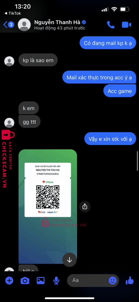 0768575350 NGUYEN THI THU HA VP Bank bị cảnh báo lừa đảo scam
