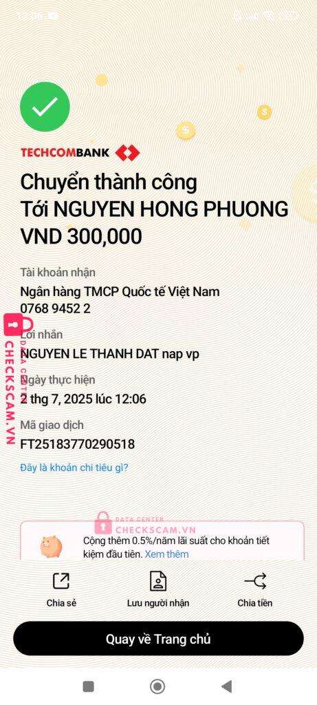 076894522 NGUYEN HONG PHUONG VIB bị cảnh báo lừa đảo scam