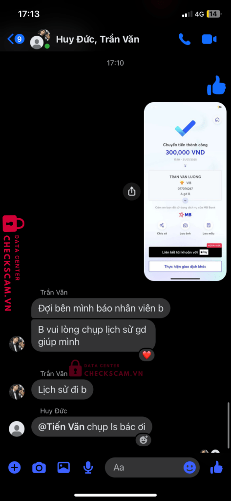 077076762 TRAN VAN LUONG VIB bị cảnh báo lừa đảo scam