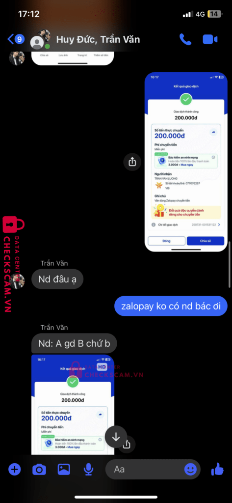 077076762 TRAN VAN LUONG VIB bị cảnh báo lừa đảo scam