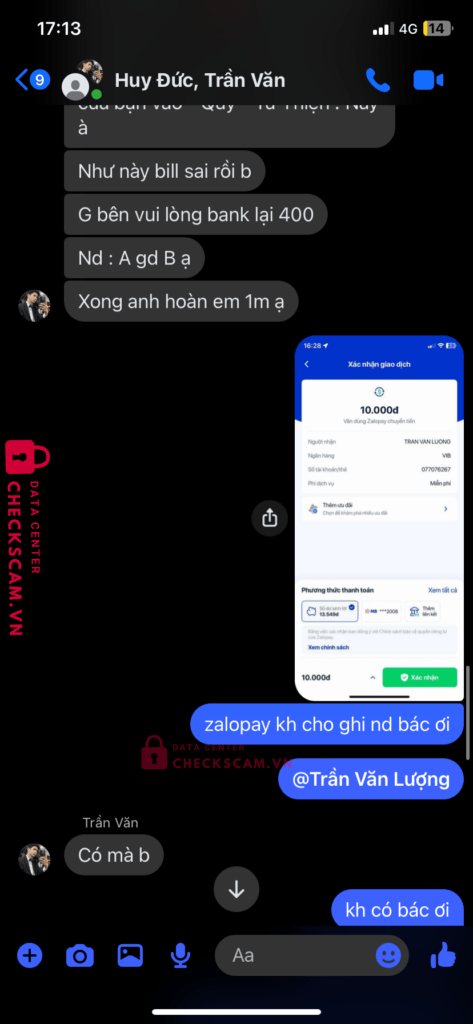 077076762 TRAN VAN LUONG VIB bị cảnh báo lừa đảo scam