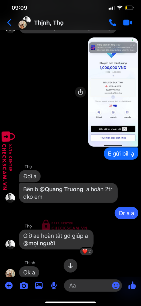 0774310127 NGUYEN DUC THO Momo bị cảnh báo lừa đảo scam