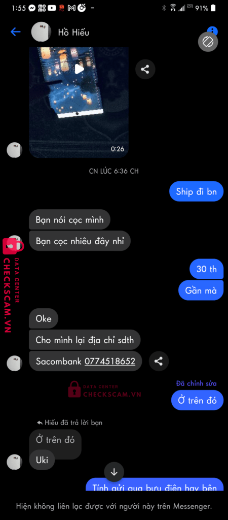 0774518652 HO VAN HIEU Sacombank bị cảnh báo lừa đảo scam