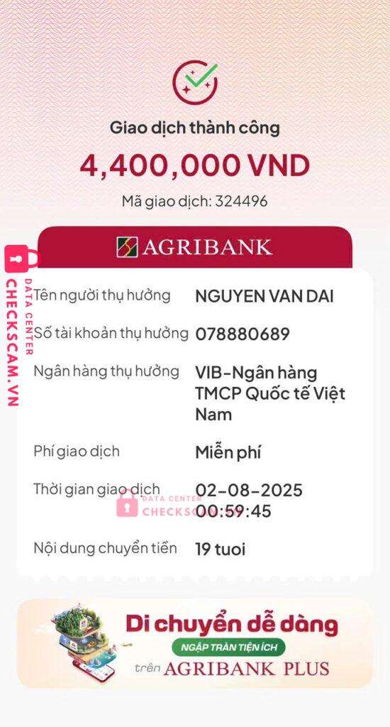 0776603388 NGUYEN VAN DAI VIB bị cảnh báo lừa đảo scam