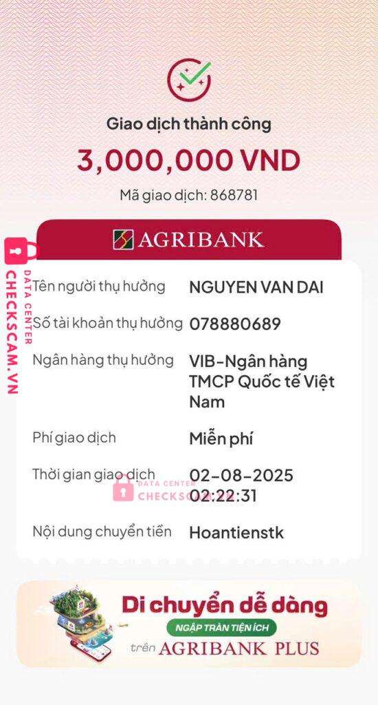 0776603388 NGUYEN VAN DAI VIB bị cảnh báo lừa đảo scam