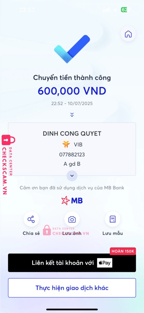 077882123 DINH CONG QUYET VIB bị cảnh báo lừa đảo scam