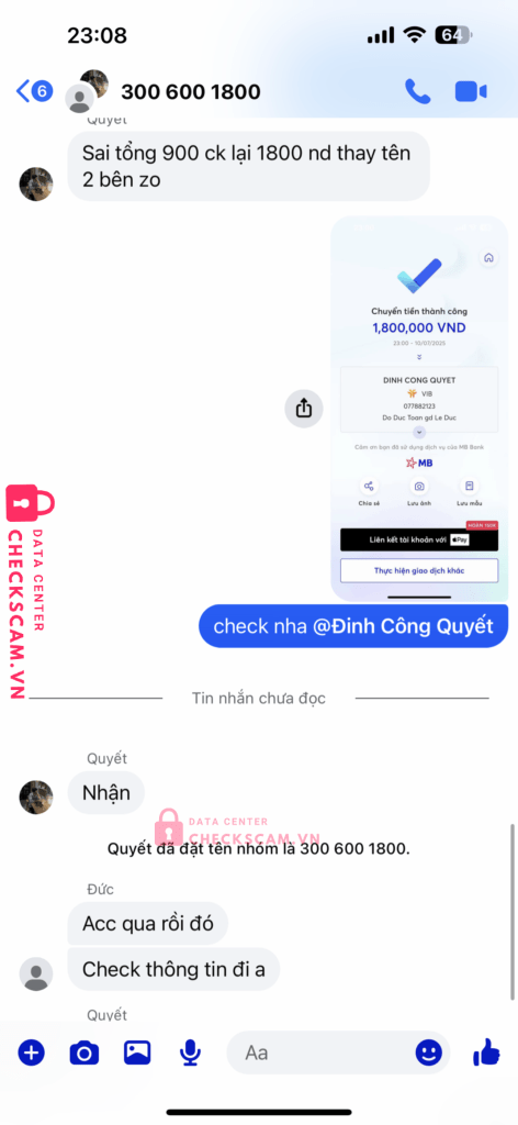 077882123 DINH CONG QUYET VIB bị cảnh báo lừa đảo scam