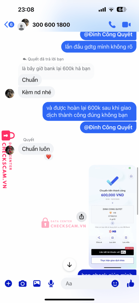 077882123 DINH CONG QUYET VIB bị cảnh báo lừa đảo scam