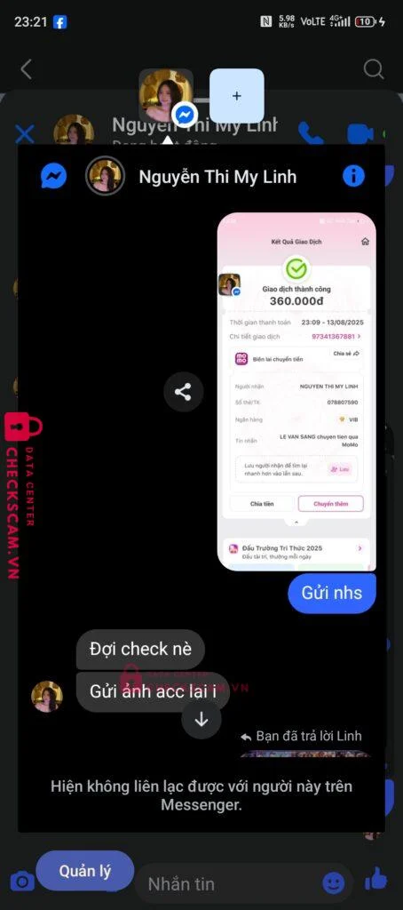 078807590 NGUYEN THI MY LINH VIB bị cảnh báo lừa đảo scam