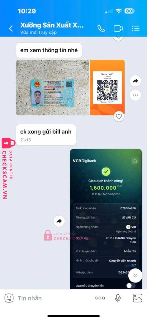 078864756 Le Van Cu VIB bị cảnh báo lừa đảo scam