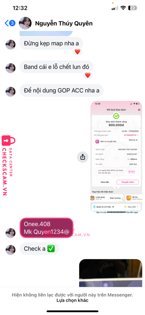 0792721757 NGUYEN THUY QUYEN MB bị cảnh báo lừa đảo scam