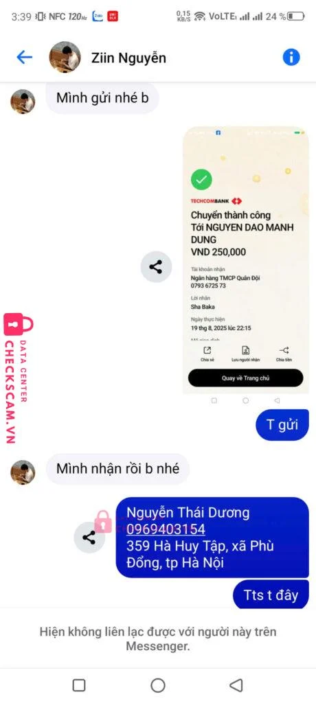 0793672573 NGUYEN DAO MANH DUNG MB bị cảnh báo lừa đảo scam