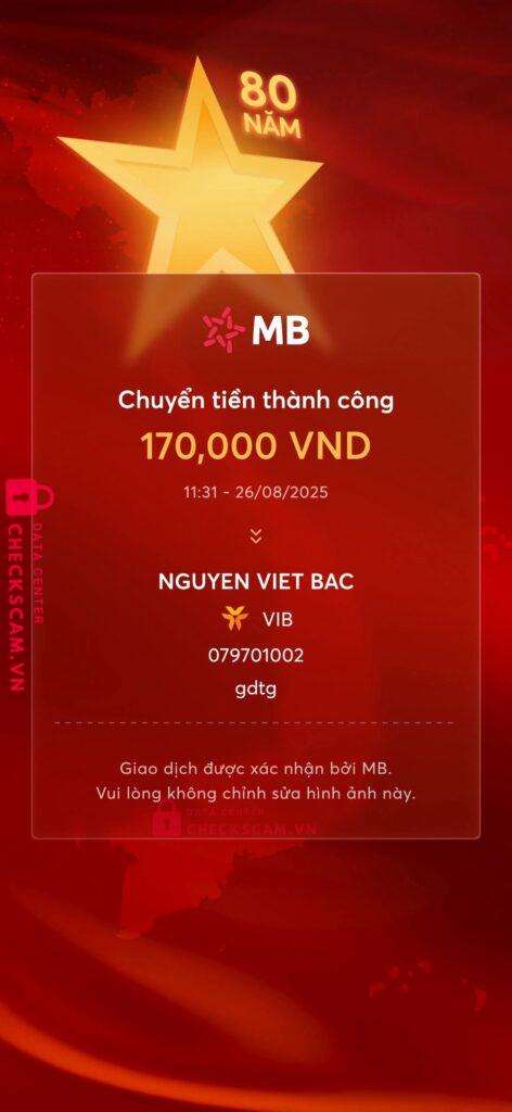 079701002 Nguyen Viet Bac VIB bị cảnh báo lừa đảo scam
