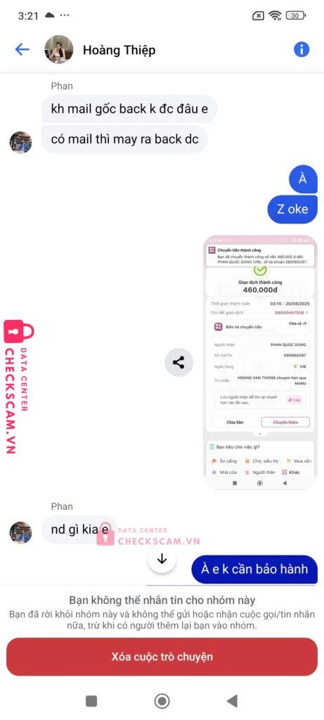 080060287 PHAN QUOC DUNG VIB bị cảnh báo lừa đảo scam