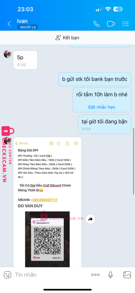 080308487777 DO VAN DUY MB bị cảnh báo lừa đảo scam