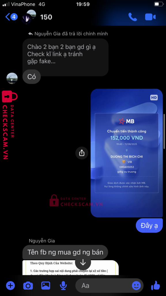 080405053 DUONG THI BICH CHI VIB bị cảnh báo lừa đảo scam
