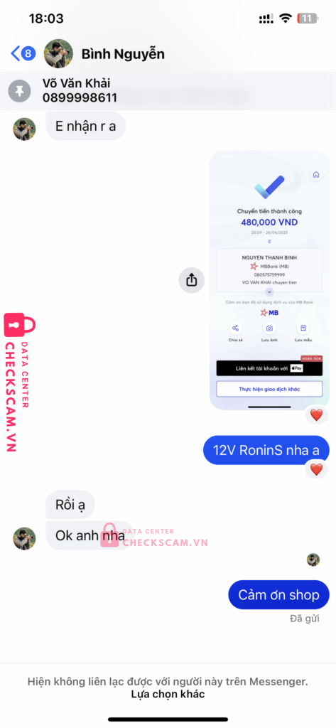 080575759999 NGUYEN THANH BINH MB bị cảnh báo lừa đảo scam