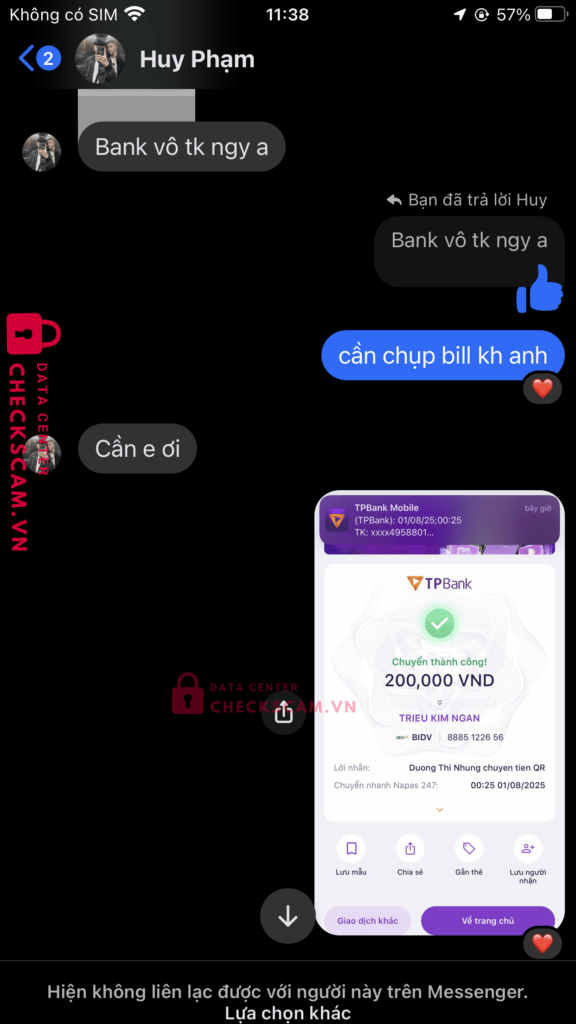 0807152479999 PHAM VAN HUY MB BANK bị cảnh báo lừa đảo scam