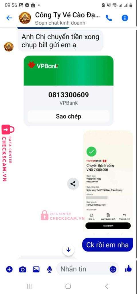 0813300609 Trieu Ton Tien VP BANK bị cảnh báo lừa đảo scam