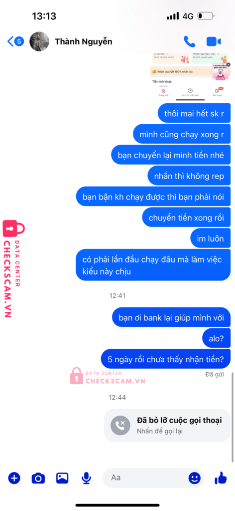 0815009135 Nguyen Chi Thanh Momo bị cảnh báo lừa đảo scam