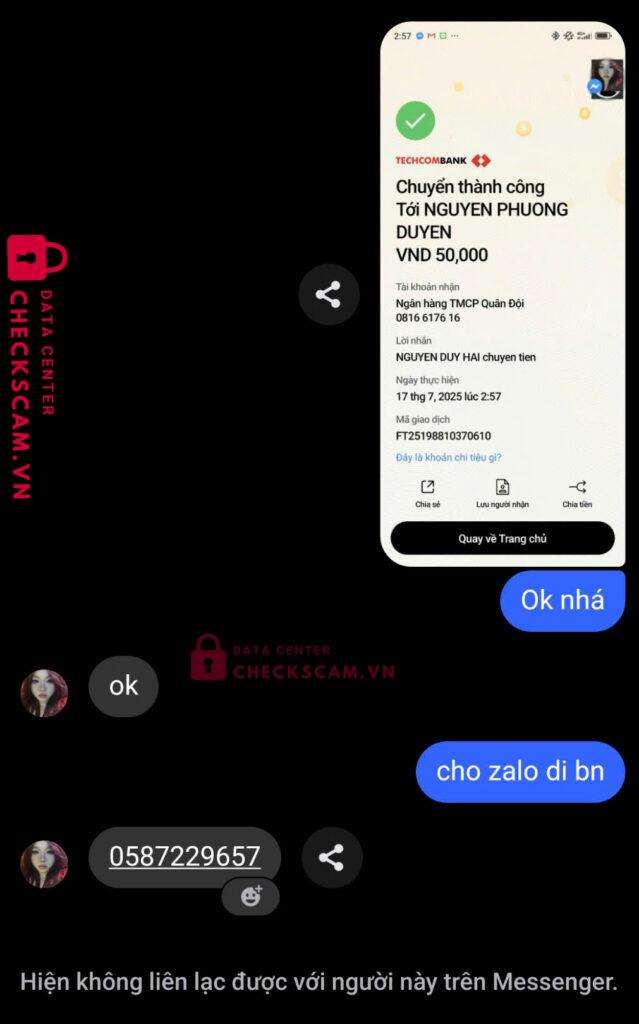 0816617616 Nguyen Phuong Duyen MB bị cảnh báo lừa đảo scam