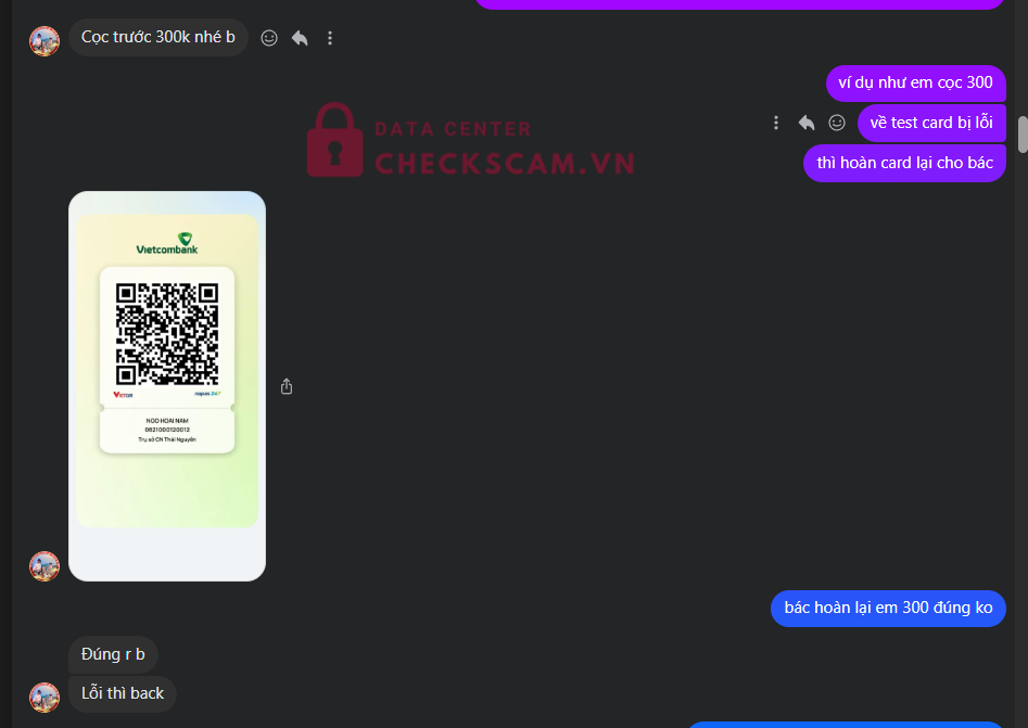 0821000120012 NGO HOAI NAM VCB bị cảnh báo lừa đảo scam