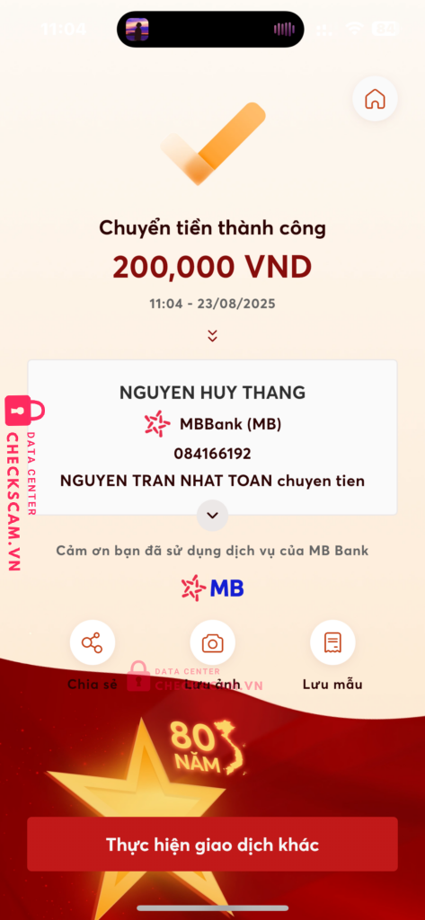 084166192 Nguyen Huy Thang MB bị cảnh báo lừa đảo scam