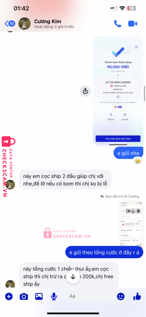 0848991121 LE THI KIM CUONG MB bị cảnh báo lừa đảo scam