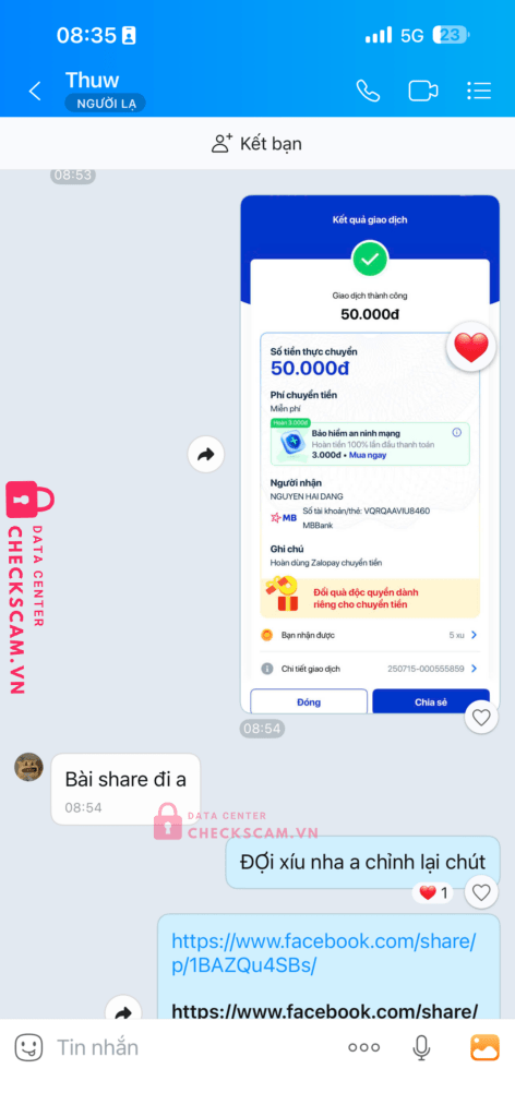 0854471796 NGUYEN HAI DANG MB BANK bị cảnh báo lừa đảo scam