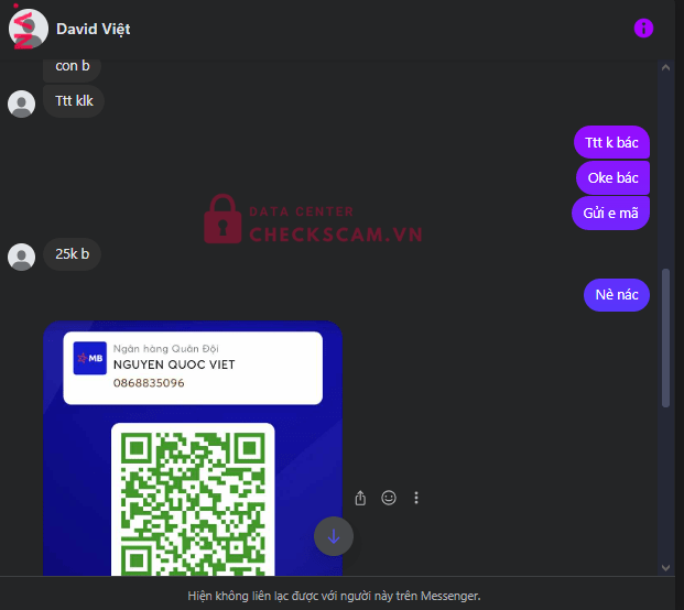 0868835096 NGUYEN QUOC VIET MB bị cảnh báo lừa đảo scam