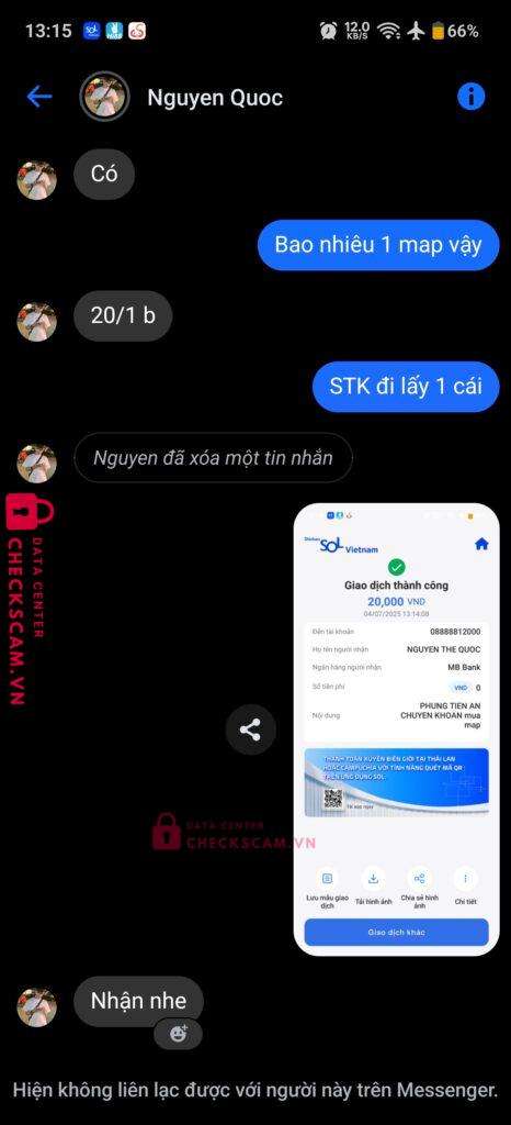 08888812000 NGUYEN THE QUOC MB bị cảnh báo lừa đảo scam