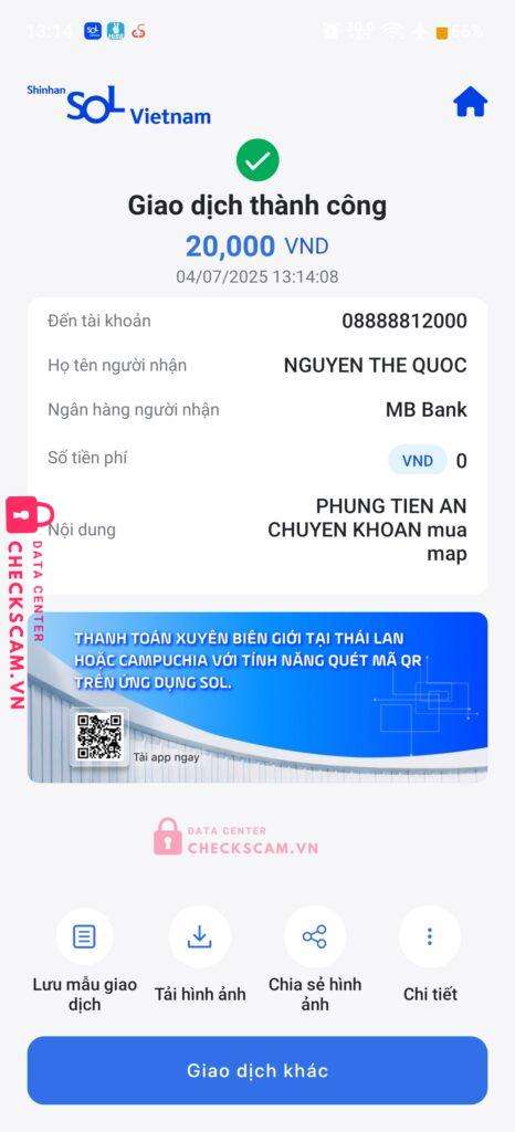 08888812000 NGUYEN THE QUOC MB bị cảnh báo lừa đảo scam