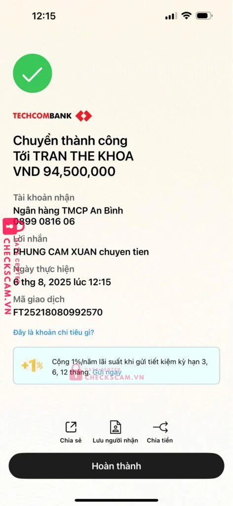 0899081606 TRAN THE KHOA ABBANK bị cảnh báo lừa đảo scam