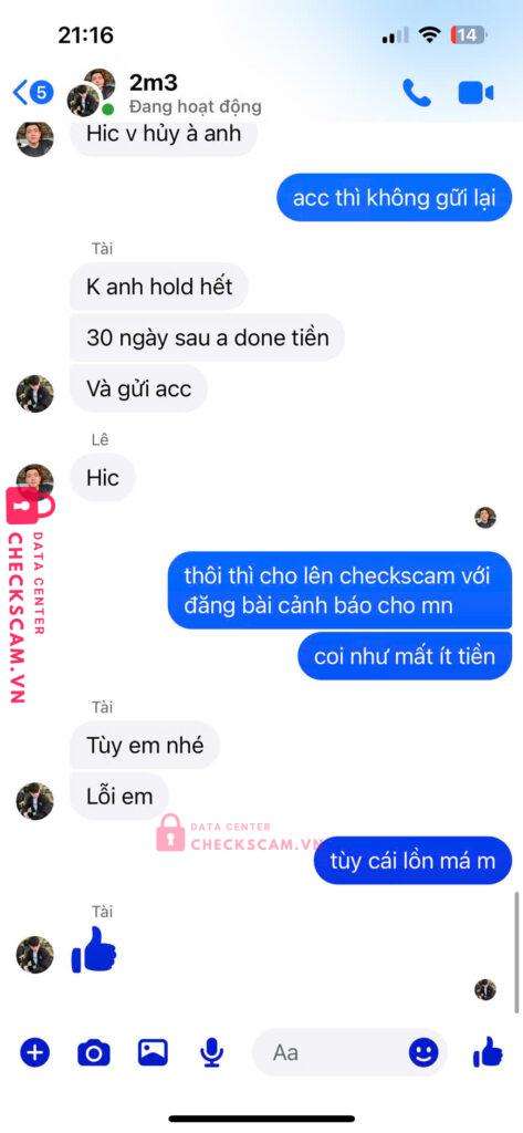 0901872059 Luu Thien Tai MB bị cảnh báo lừa đảo scam