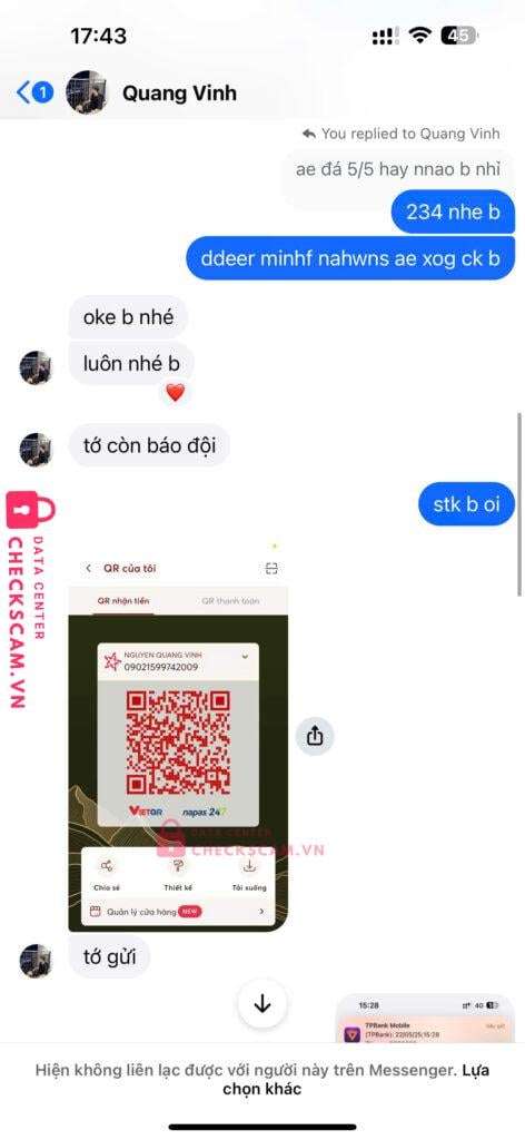 09021599742009 Nguyen Quang Vinh MB bị cảnh báo lừa đảo scam