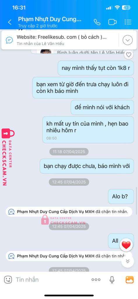 0906307563 PHAM NHUT DUY MB bị cảnh báo lừa đảo scam