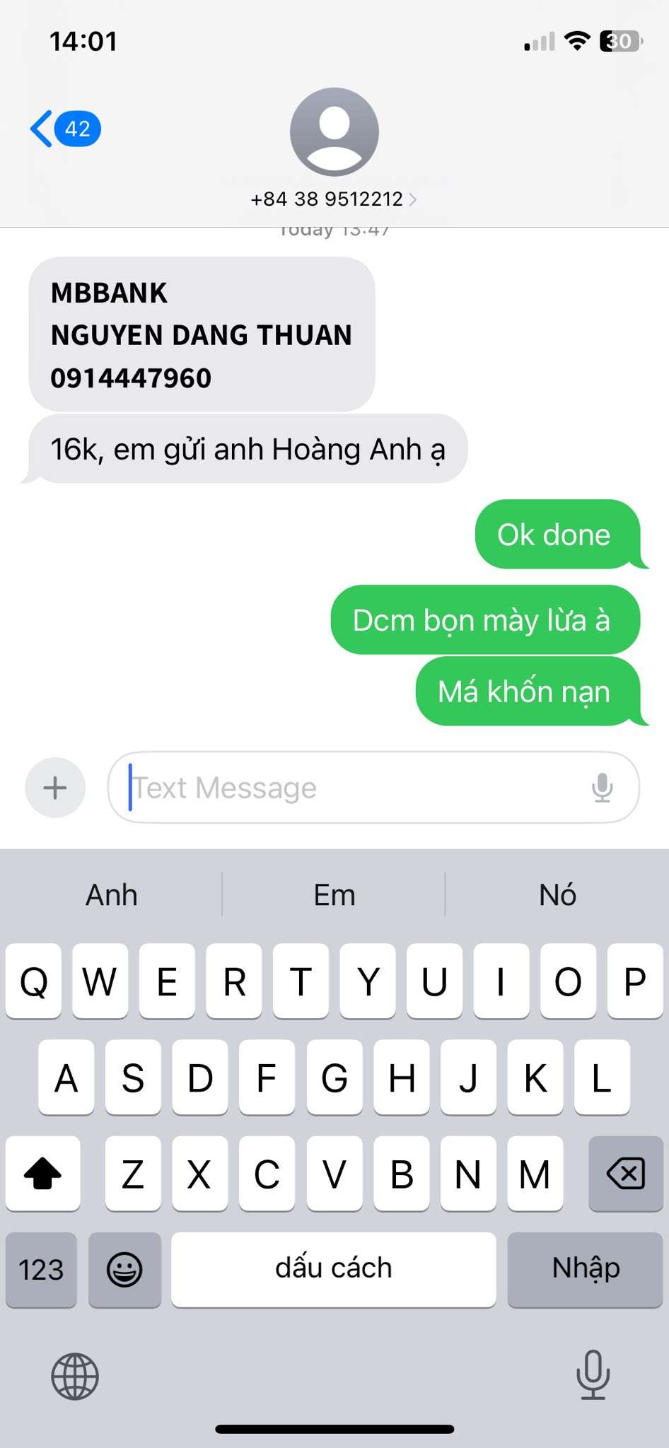 0914447960 Nguyen Dang Thuan VP BANK bị cảnh báo lừa đảo scam