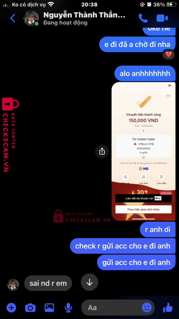 0926329652 To Thanh Tung VP BANK bị cảnh báo lừa đảo scam