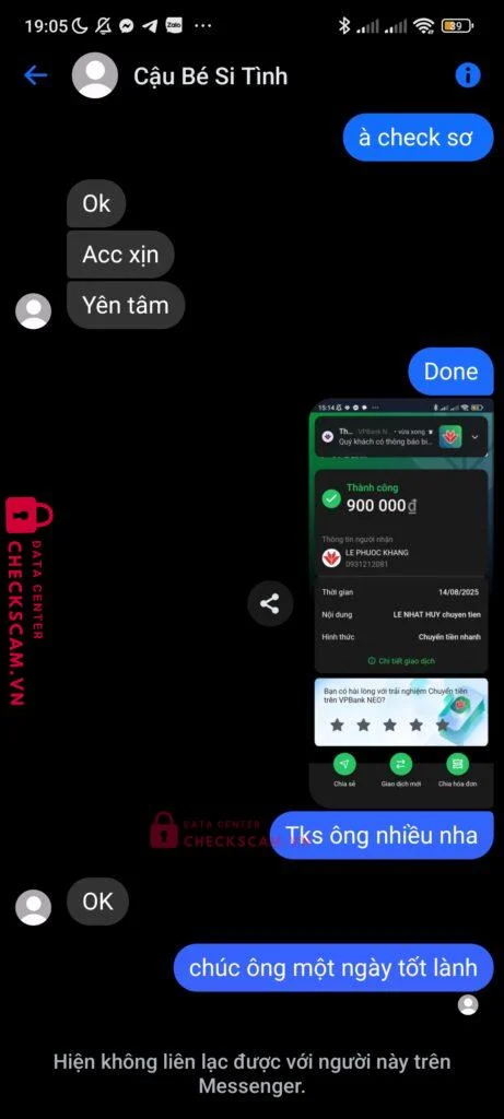 0931212081 LE PHUOC KHANG VP BANK bị cảnh báo lừa đảo scam