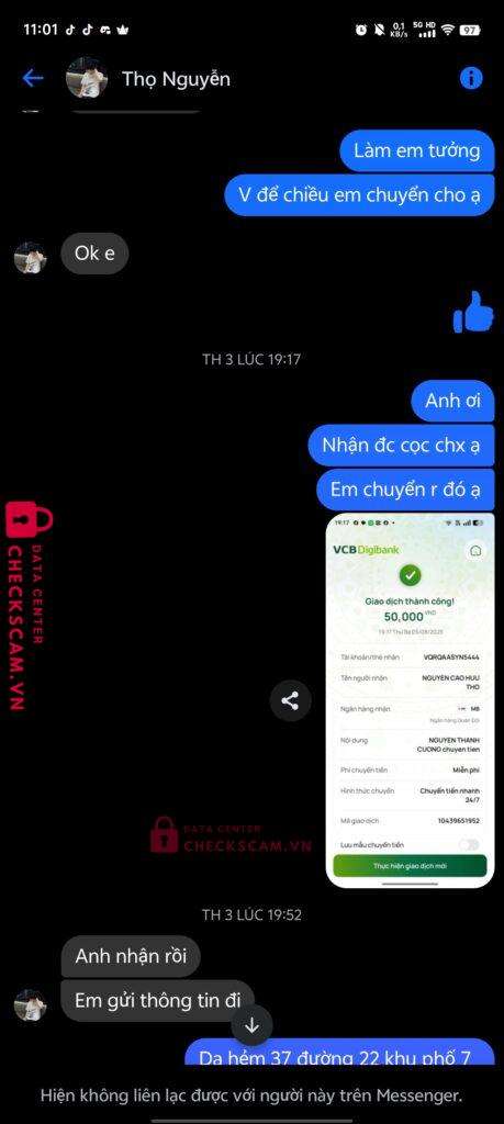 0932335895 NGUYEN HUU THO MB bị cảnh báo lừa đảo scam