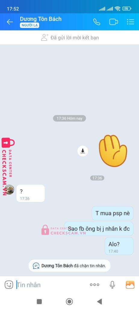 0932406494 DUONG TON BACH MB bị cảnh báo lừa đảo scam