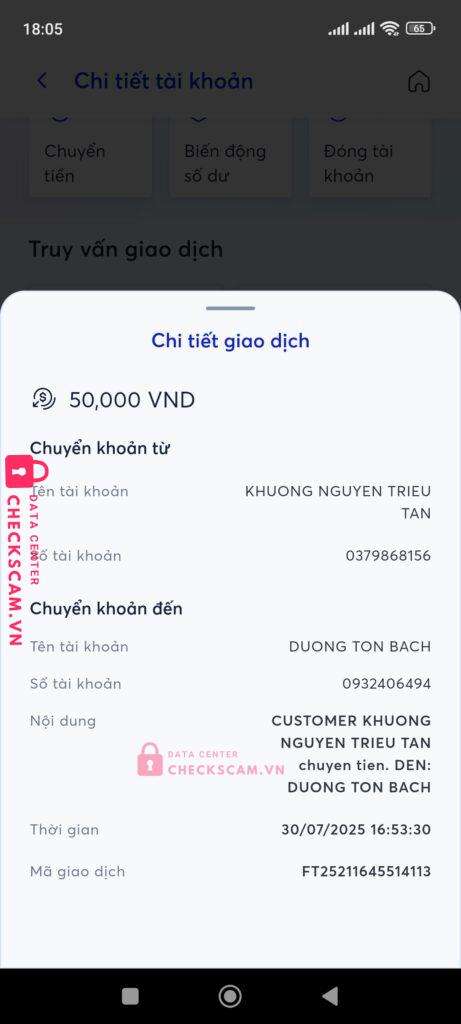 0932406494 DUONG TON BACH MB bị cảnh báo lừa đảo scam
